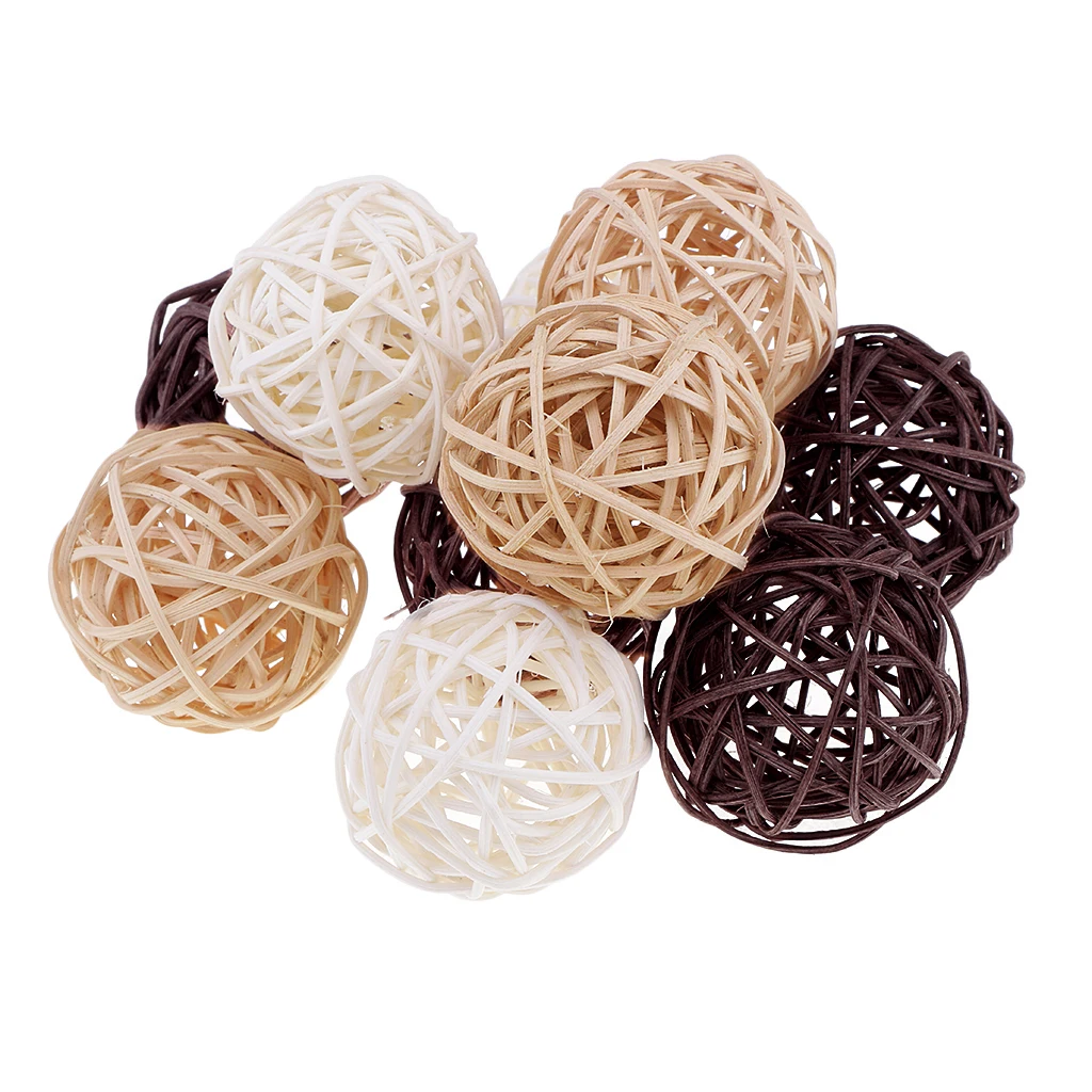 20 Pieces Natural Wicker Rattan Ball 5cm Twig Orbs Balls DIY Embellishments Wedding Ornaments Crafts String Lights Supply