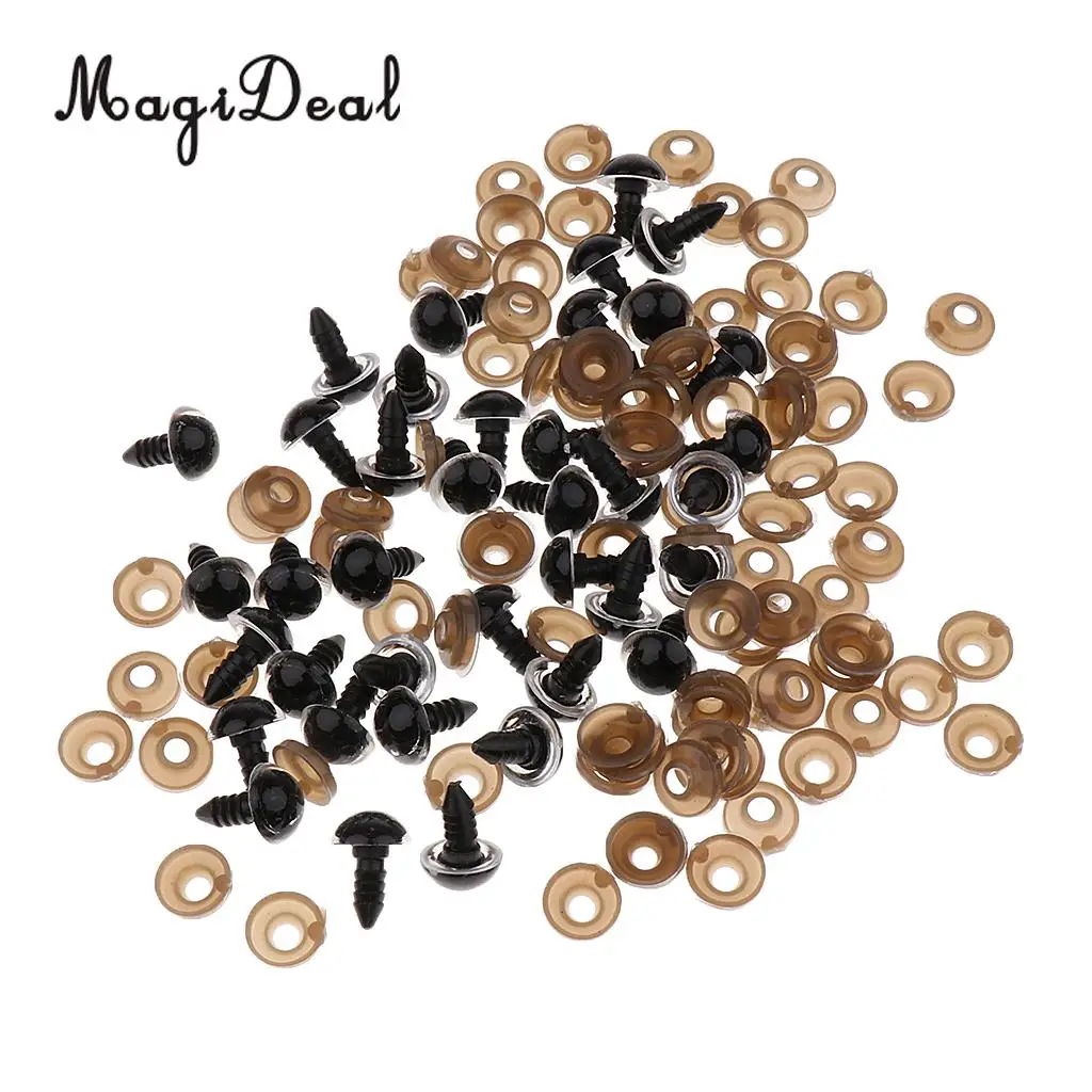 MagiDeal Hot Sale 100 Pieces Plastic Safety Eyes with BACKS for Bear Doll DIY Manufacture Craft 8mm 12mm Clear