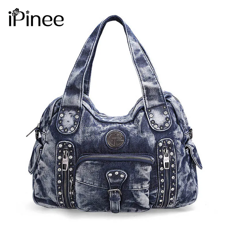 iPinee Rock Style Fashion Totes Women Denim Handbags Casual Shoulder