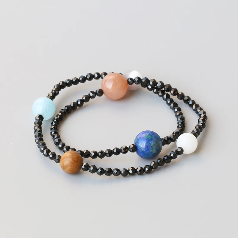 

Reikinn THE GALAXY The Planet in the Solar System Guardian Star Natural Stone Beads Bracelet For Men&Women Gift