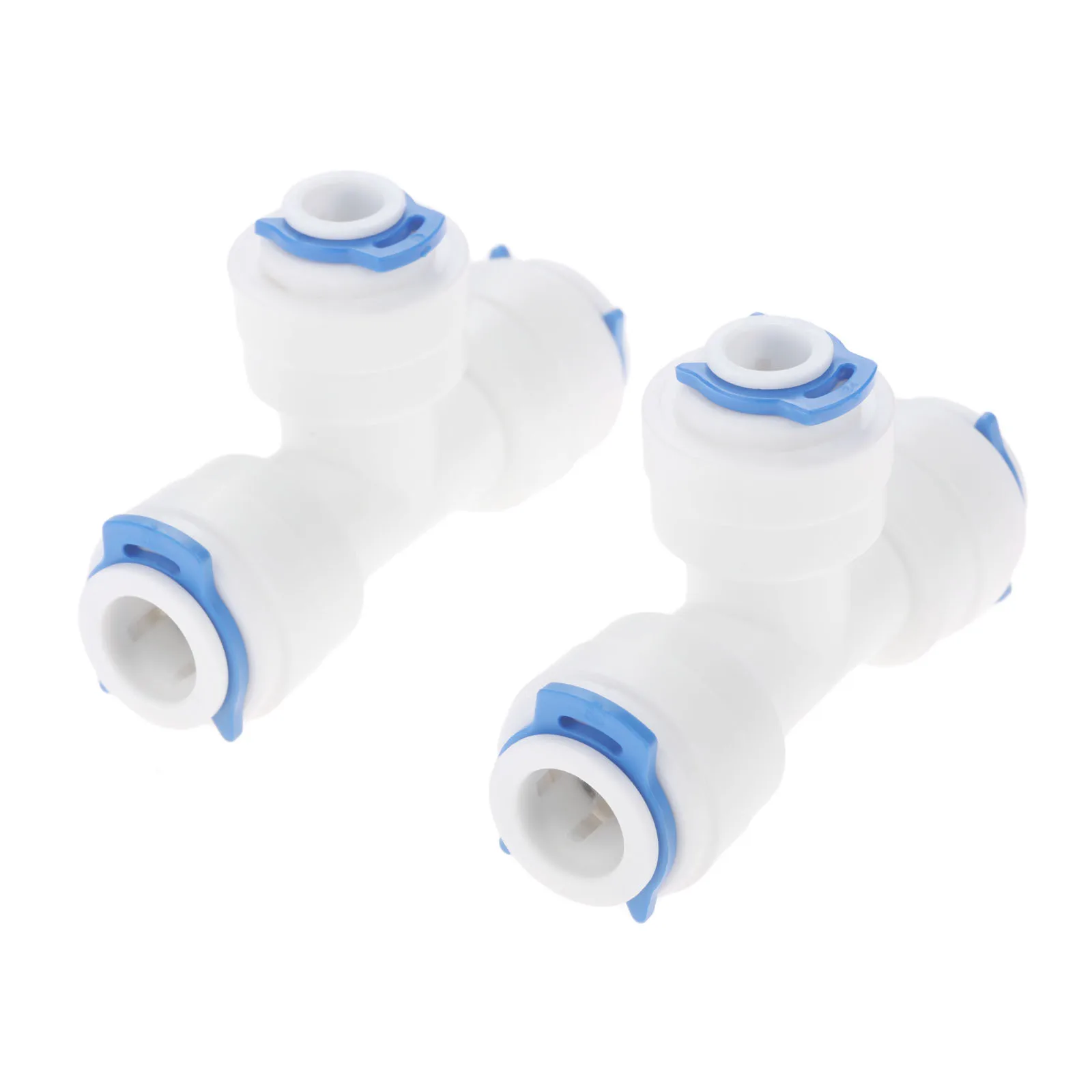 2Pcs 1/4" 3/8" OD Hose Equal Connection Tee RO Water Pipe Coupling Connector T Type Reverse Osmosis Aquarium Quick Fitting