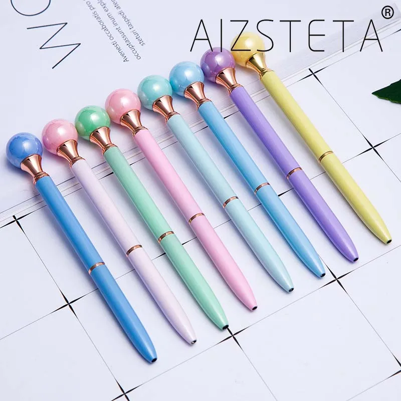 

Kawaii Ballpoint Pen Fashion Girl pearl Metal Pen Material Escolar Bolis Escolares Novelty for Writing Stationery Office School