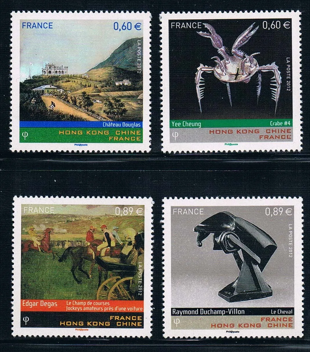 

FR0843 France 2012 and China Hongkong painting art stamps 4 new 0528