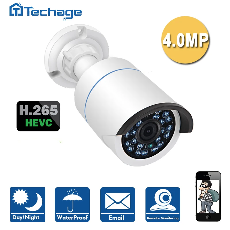 Techage H265 Мини CCTV Безопасности 2592*1520 ONVIF IP Камера 4.0MP H.265 Cam P2P Ночного Видения Infraed