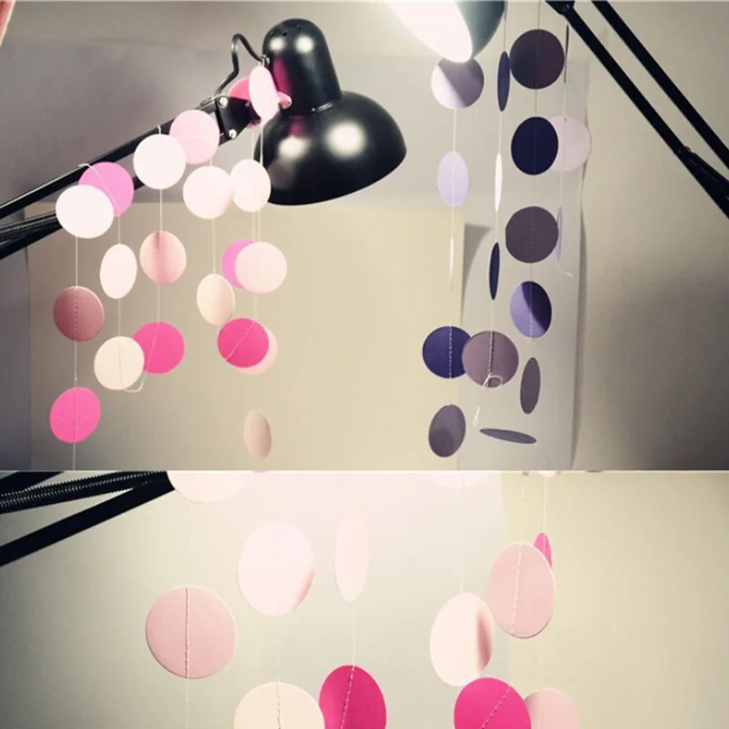 Hot sale! Long Paper Garland Ornaments Curtain Wall Pop Disc Holiday Party Wedding Room Classroom Decor Wall Decorations 2M
