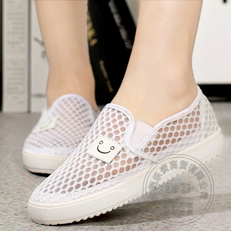 

Embossed Leather Slip On Shoes Plateau Pure Color Comfy Fashion Ventilate Strappy Womens Shoes Stretch Fabric Closed Toe