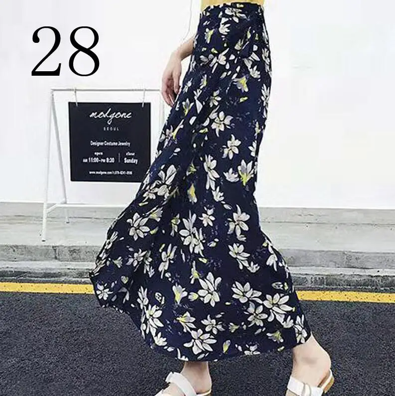 Новая цельная юбка женская летняя шифоновая юбка с запахом длинная Цветочная пляжная юбка - Цвет: 28