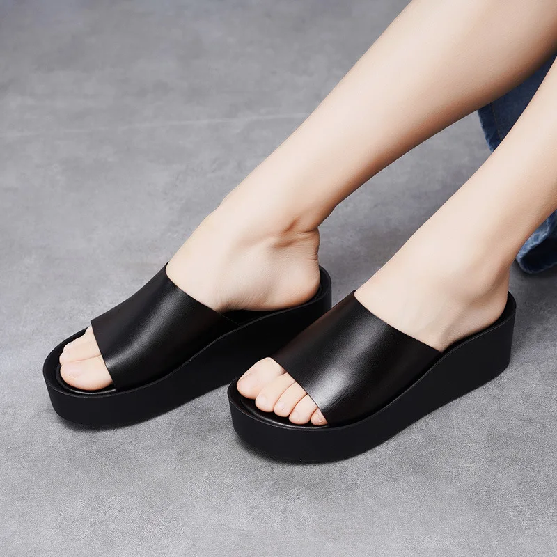 Artdiya/оригинальные весенне-летние новые женские туфли на танкетке простые удобные Тапочки ручной работы из натуральной кожи