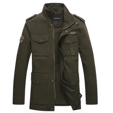 Мужская хлопчатобумажная моющаяся куртка размера плюс военный Тренч 8803