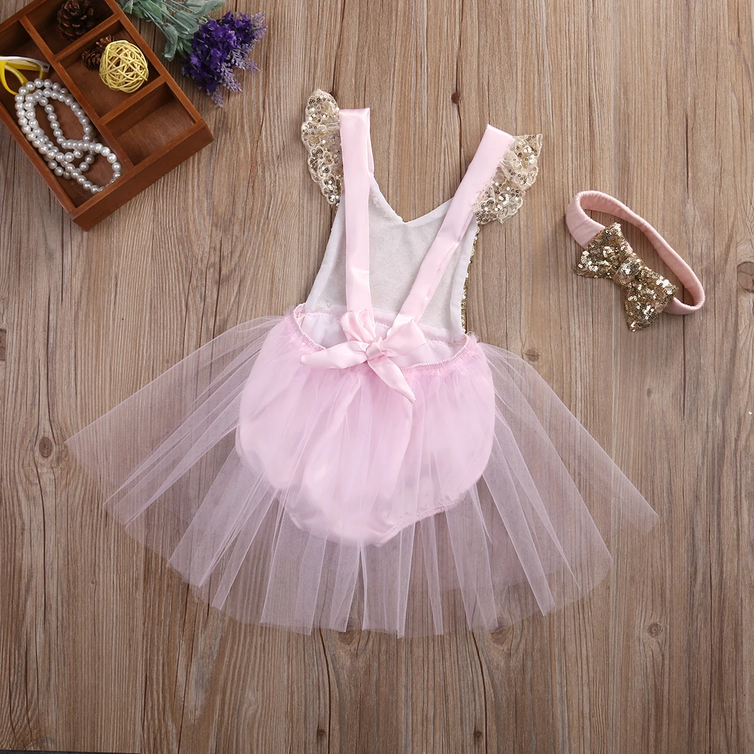 Модное милое летнее платье-пачка принцессы с блестками и круглым вырезом и короткими рукавами для маленьких девочек