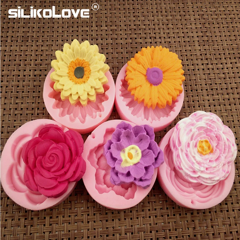 3d Peony Shape Silicone Fondant Molds Flowers Handmade Soap Candle Clay Mold