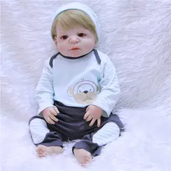 Мальчик Кукла reborn 23 "полный Силиконовый reborn baby реалистичные BJD куклы для детей подарок bebes reborn menino блондинка парик волос