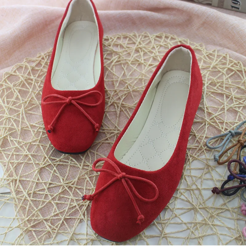 

Plus Size 35-42 Women Flats Square Toe Silp on Flat Shoes Bow Ballet Flats Woman Shoes Ladies Shoes zapatos mujer Spring 6647