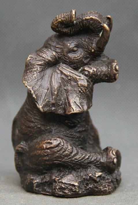 

Lucky Chinese Folk Feng Shui Bronze auspicious elephant Animal Statue Sculpture