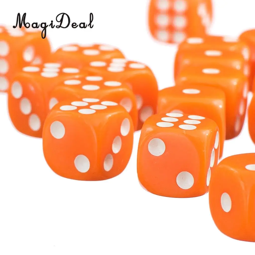 MagiDeal 50x12mm Opaque Acrylic Six Sided Spot Dice D6 for Friends Family Party Club Play D&D RPG TRPG Games Funny Toys 7 Colors