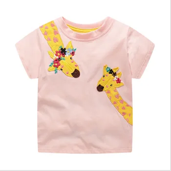 

Jumping Meters 100% Cotton Boys Girls T shirts Animals Giraffe Applique Summer Children's Clothes New Arrival 2020 Kids Tees Top