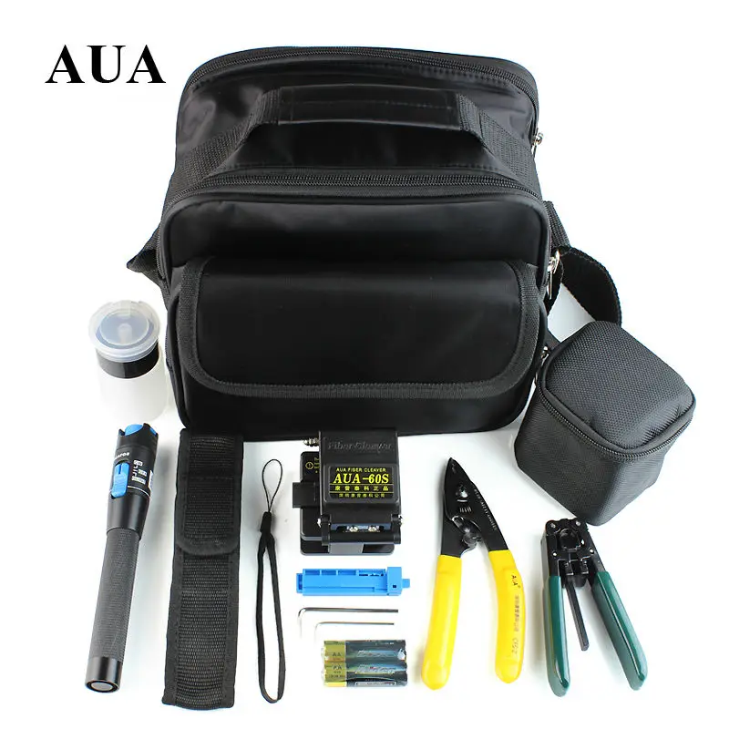 

8 In 1 Fiber Optic FTTH Tool Kit with AUA-60S Fiber Cleaver and 5KM Visual Fault Locator