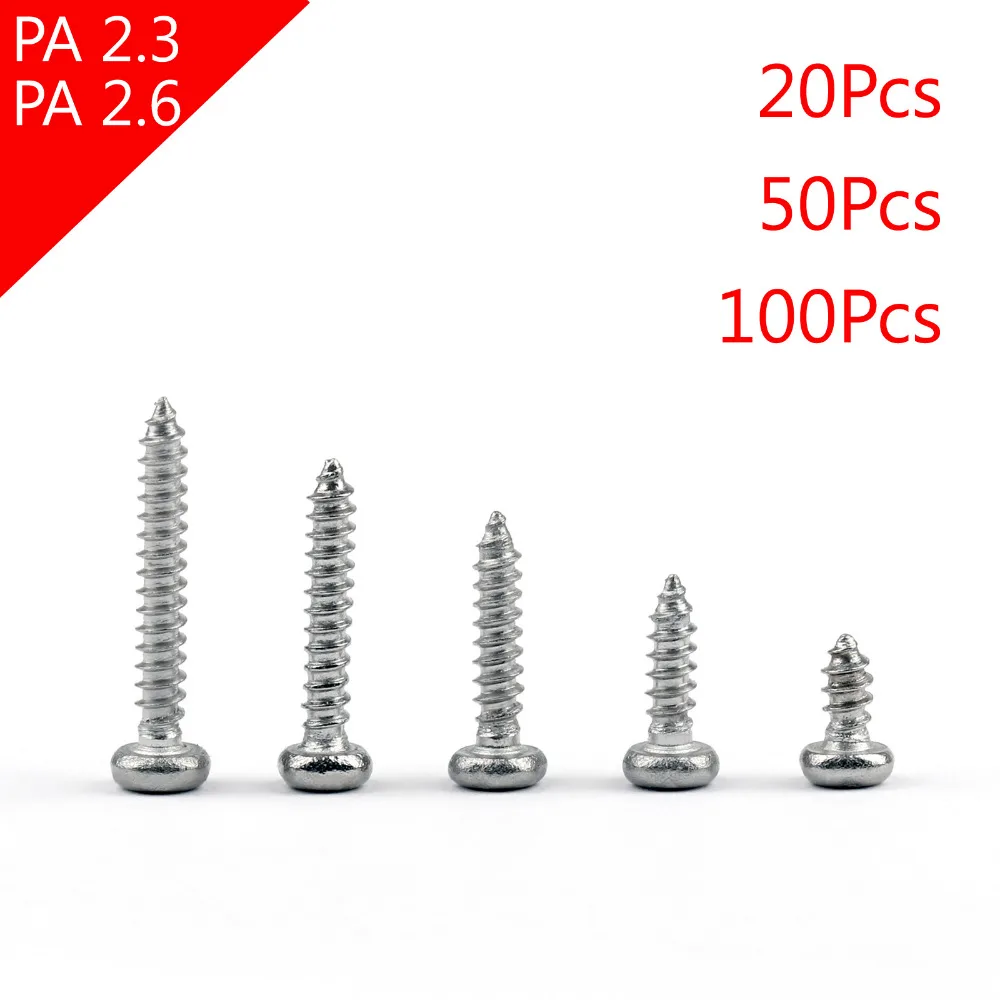 M2.3/M2.6 5mm 16mm Screws Phillips Round Head Screw Alloy Self Tapping Cross Bolts