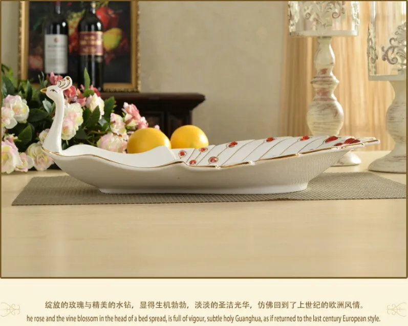 Алмазная тарелка для фруктов Павлин керамические украшения для дома блюдо для дома гостиная украшение стола лоток для хранения сервировочный лоток SG021