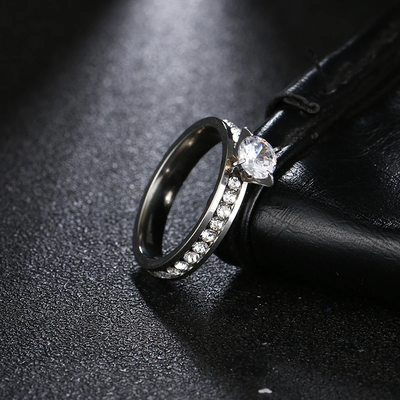 DOTIFI 316L кольца из нержавеющей стали для женщин супер блестящий кубический циркон обручальное кольцо ювелирные изделия