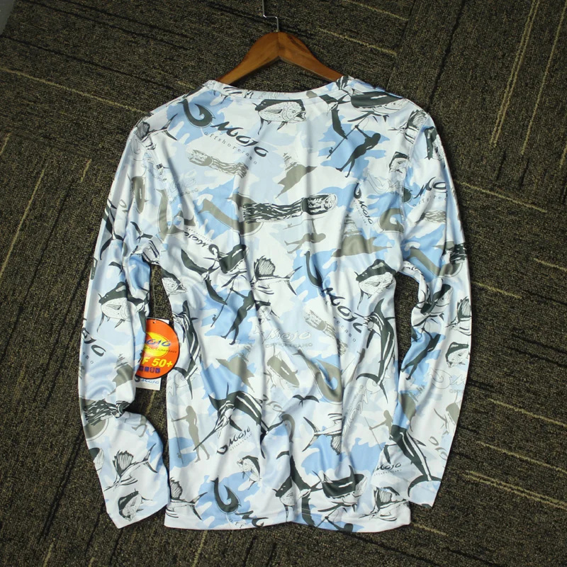 Мужская рыболовная рубашка LS Футболка с принтом UPF50 Быстросохнущий дышащий материал, впитывающий влагу для спорта на открытом воздухе, походов, охоты