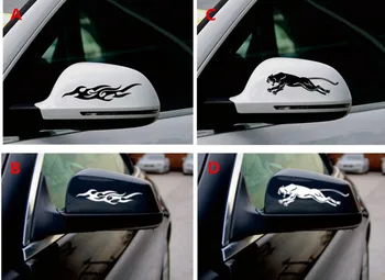 

A Pair Flame Spider Leopard Wolf Totem PVC Car Body Two Sides Rear View Mirror Sticker Sports Racing Decals Fit For All Auto