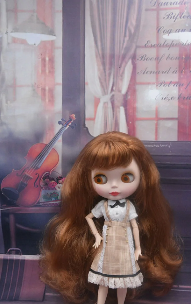 Blyth BJD кукла, Blyth кукольные телесного цвета по индивидуальному заказу Кофе куклы может изменить макияж и платье, 12 дюймов мяч шарнирные № 3