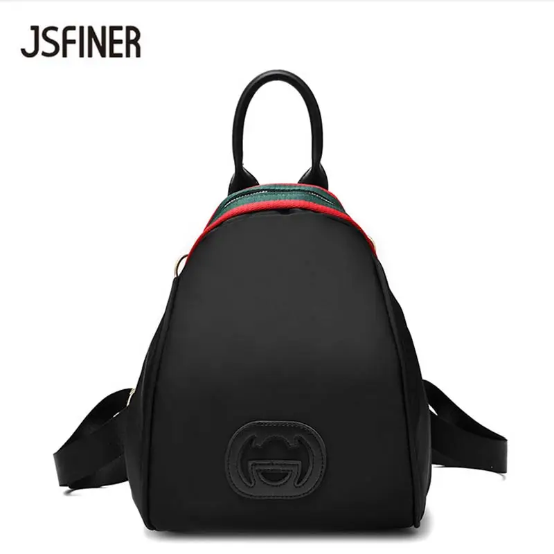 

JSFINER 2018 Women Multi-function Backpack Female Nylon Shell Zipper Student School Bag Women Luxurious Urban Navy Backpack