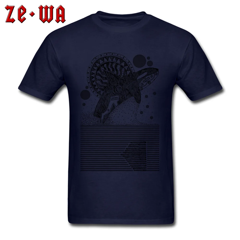 Cheap Orca Jump Sketch Printed On T Shirts O Neck Cotton Fabric Men Tops Shirt Short Sleeve Summer/Autumn Printed On Tee Shirt Orca Jump Sketch navy