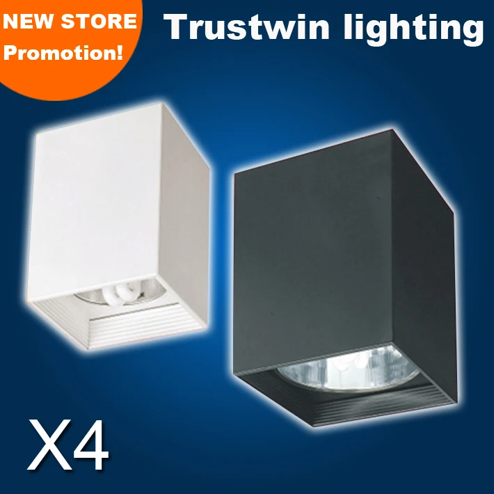 Us 70 0 Black White Ceiling E26 E27 Square Downlight Fixture Fitting Led Bulb Light Housing Holder Foyer Dinning Room Square Downlight In Downlights