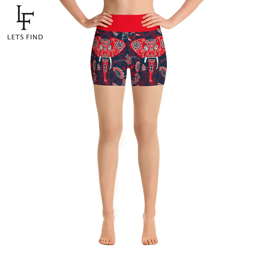 

Short Leggings 2019 New Red Elephant Print Leggins Women Fashion Summer High Waist Sport Short Trousers Comfortable