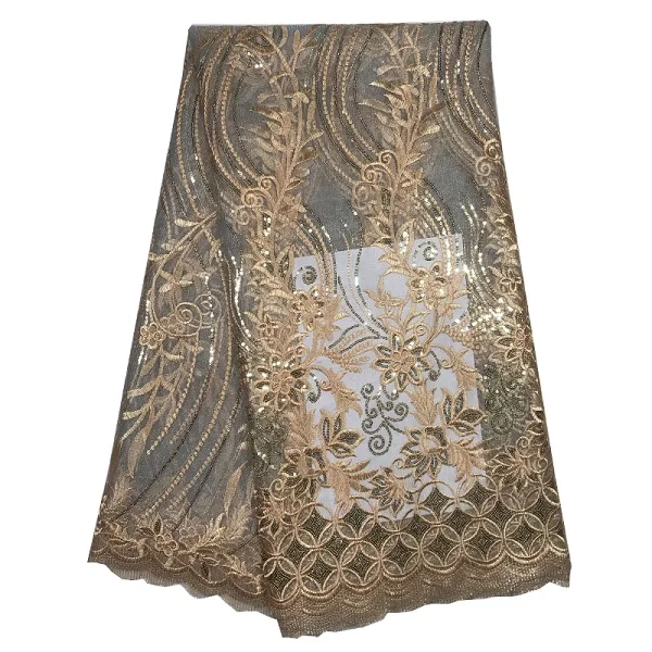 Индийская кружевная ткань с золотыми блестками, красная нигерийская сетка, вуаль, тюль, гипюр, кружево, Африканское женское вечернее платье, ткань с блестками - Цвет: As Picture