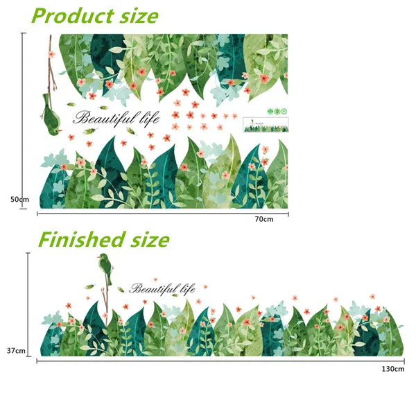 Цветок зеленая трава бабочка наклейки на плинтус и стены Плинтус Гостиная Спальня Ванная Кухня Ванная комната Детская балкон