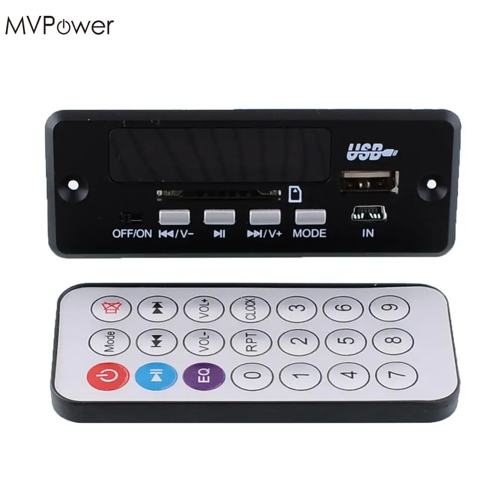 

MVpower Wireless Audio Decoder Car Amplifier LED 12V MP3 Decoding Board Module FM Radio USB TF AUX Remote Control for Vehicle