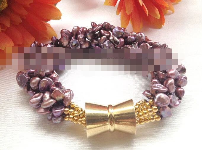 

Hot sell ->@@ 0970 5row purple red baroque keshi reborn freshwater pearl bracele -Top quality free shipping