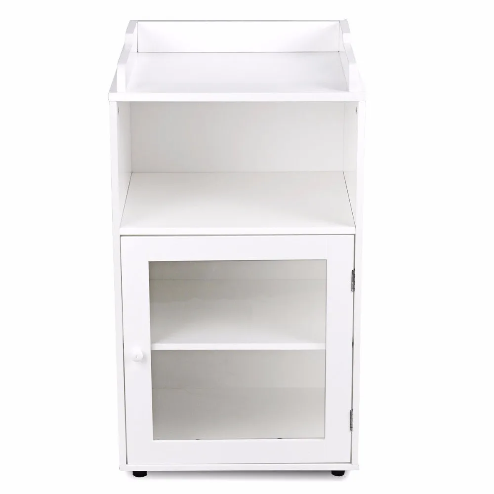Giantex Bathroom Floor Cabinet End Table Storage Adjustable Shelf Organizer W/Door White HW59316