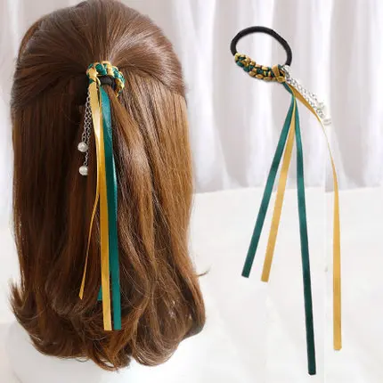 

Korean Style Women Hair Accessories hand made Pearls Beads Headbands Gum for Hair Scrunchie Ponytail Elastic Hair Band