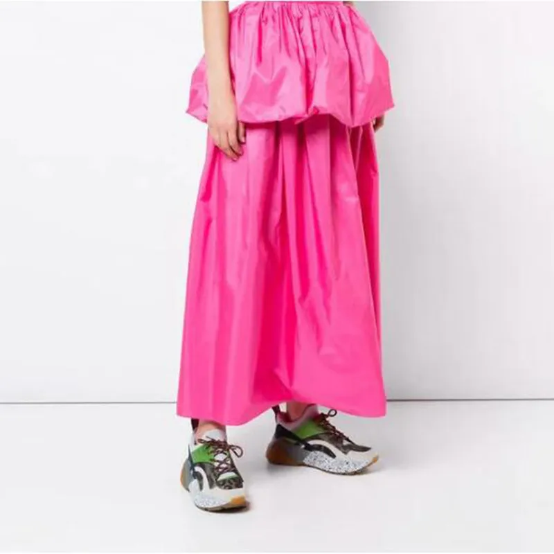 De Color Estilo Rose Raso Elegante Longitud Calidad Tobillo Señoras Cualquier 2019 Moda Nuevo Red Alta Las Mujeres Falda PZwIWS5taq