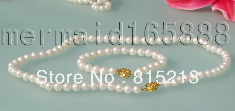 

ddh00732 White 7-8mm Set Akoya Pearl Necklace /Bracelets 18"7.5