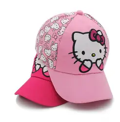 2018 Kitty Hat Новый Snapback Лето Бейсбол Кепки Одежда для детей; малышей; девочек Регулируемый Кепки S Мода Hello Kitty Минни детская Шапки