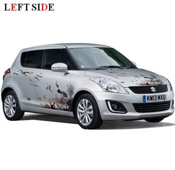 

LEFT SIDE Car Stickers Both Sides Hood Lotus Fish Wash Painting Car-detector Graceful Flower Car-styling Waterproof High Quality