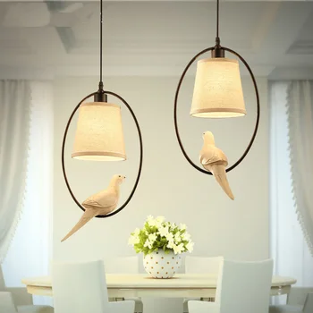 

Mediterranean single bird pendant light dining room lamp study bar suspension luminaire