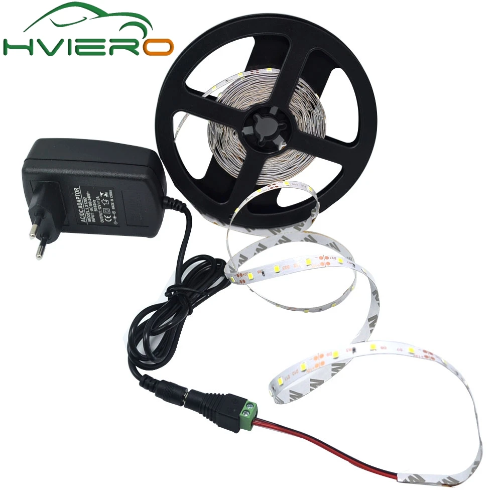 

LED Strip Light 3528 2835 SMD 5m 60LEDs/m Single Color non Waterproof Flexible lamp 12V 2A Power Connection Female For home deco