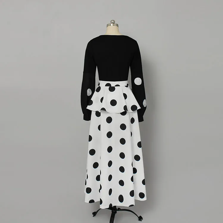 Dame Manches Femmes Costumes V Imprimer K615 Bureau Femme Longues Ensembles Robe À Dot Pièces Chemisiers Mode Col 2019 Deux Noir En Moulante Nouvelle Élégante xqEX0pwn1
