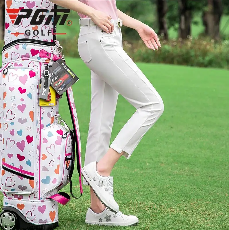 PGM new golf apparel Sportswear ladies Summer solid color golf trousers breathable quick-drying Women Slim Capri Pants