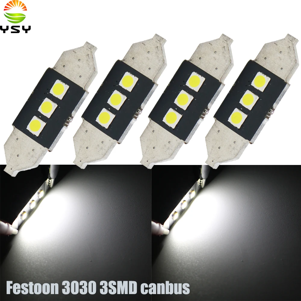 

YSY 100X Festoon 31/36/39/41mm LED Bulb C5W C10W Super Bright 3030 3 SMD Canbus Error Free Auto Interior Reading Doom Lamp Car