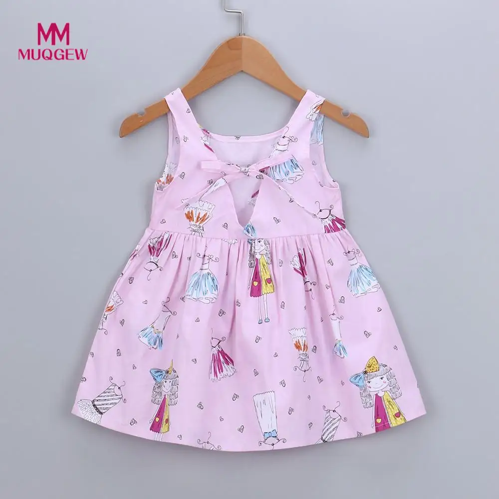 

kids dresses for elegant girls Cartoon Heart Print Bowknot Sleeveless Princess Dresse Clothes robes d'enfants pour les filles
