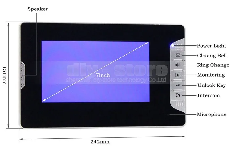 Diysecur 7 "видео Дверные звонки для дома безопасности и домофон Алюминий сплав Камера 700TVL
