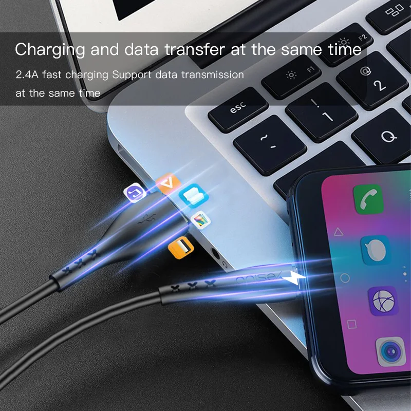 Yesido CA26 Micro USB кабель Шнур 2.4A Быстрая зарядка USB кабель для передачи данных для samsung Xiaomi huawei Android телефон планшет USB кабели провода