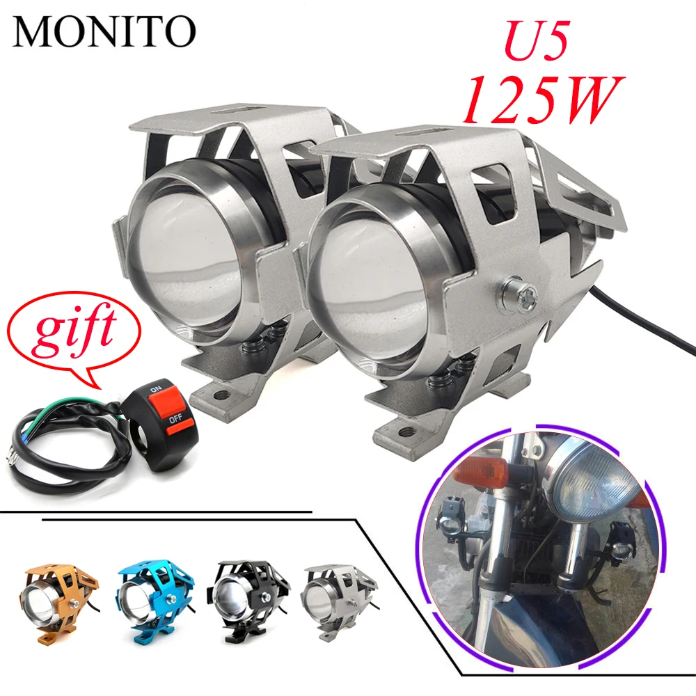 Motorcycle Light LED Driving Headlight Fog Auxiliary Lamp 12v U5 For Aprilia CAPANORD 1200 etv1000 750 sl1000 RST1000 Z800| |